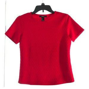 Red Textured Short Sleeve Shirt